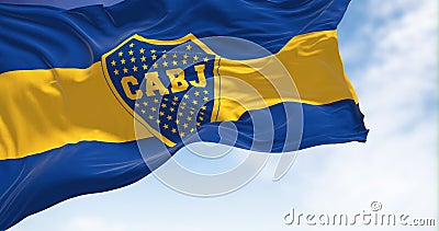 The Boca Juniors flag waving in the wind Editorial Stock Photo