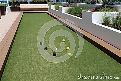 Bocce Ball court with artificial turf. Stock Photo