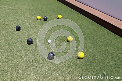 Bocce Ball Game in Play Stock Photo