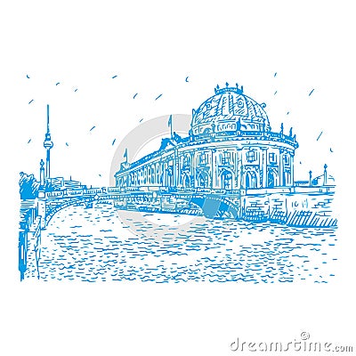 Bode museum. Berlin, Germany. Vector outline illustration Stock Photo