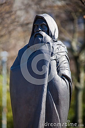 Bodhi Dharma statue at the Garden of Philosophy located at Gellert hill in Budapest Editorial Stock Photo