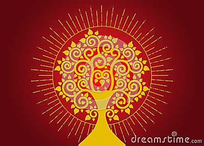 The Bodhi tree logo template, Tree of life concept, Sacred tree, Ficus religiosa, Vesak day silhouette icon, symbol Buddhism Vector Illustration