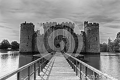 Bodiam Castle, Black and White Stock Photo