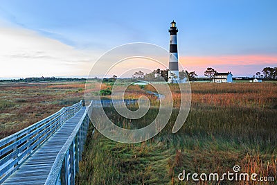 Bodie Island Lighthouse Boardwalk Marsh North Carolina Stock Photo