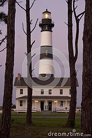 Bodie Island Lighthouse at Dusk Stock Photo