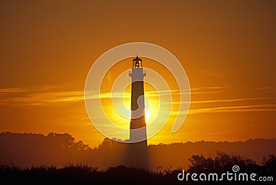 Bodie Island Lighthouse and Visitors Center on Cape Hatteras National Seashore, NC Stock Photo
