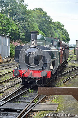 Pannier Tank engine 6435 at Bodmin and Wenford Railway Cornwall Editorial Stock Photo