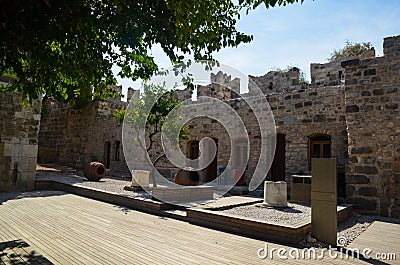 Old walls inside Bodrum Castle Stock Photo