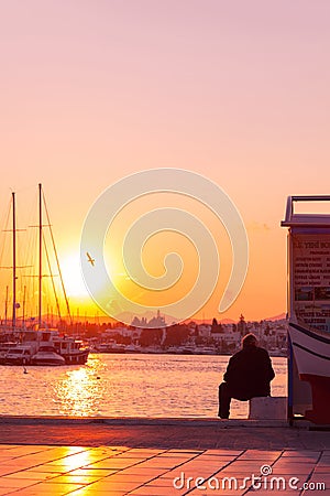 Bodrum marina at sunset Editorial Stock Photo