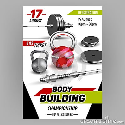 Body Building Championship Advertise Banner Vector Vector Illustration