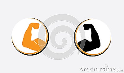 Body Building Gym Workout Logo Template - Muscular Hand Powerful Arms Vector Illustration