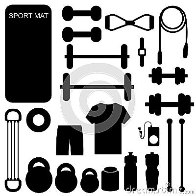Body building icon vector set. Sport illustration sign collection. fitness symbol. Cartoon Illustration