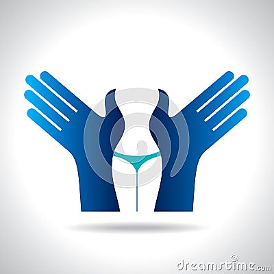 Body care icon with hands Vector Illustration