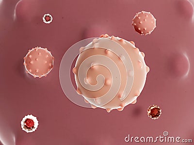 Body cells 3D rendering, pink body molecules. Stock Photo