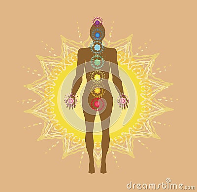 Body Chakras - healing energy, abstract illustration Vector Illustration
