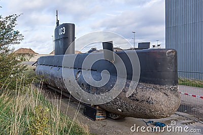 The body of the famous midget submarine UC3 Nautilus in Copenhagen Editorial Stock Photo