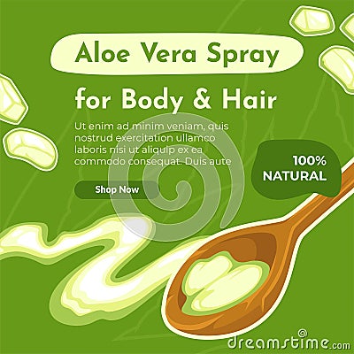 Aloe vera spray for body and hair treatment web Vector Illustration