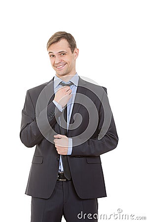 Body language. man in business suit Stock Photo