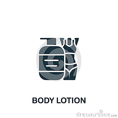 Body lotion icon. Monochrome simple sign from beauty and personal care collection. Body lotion iron icon for logo Vector Illustration