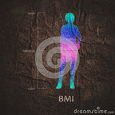 Body mass index level and silhouette of woman. Stock Photo