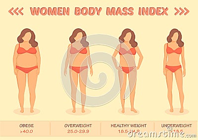 Body mass index vector illustration from underweight to extremely obese Vector Illustration