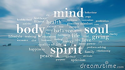 Body Mind Soul Spirit, Motivational Words Quotes Concept Stock Photo