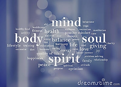 Body Mind Soul Spirit, Motivational Words Quotes Concept Stock Photo