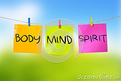 Body Mind Soul Spirit, Motivational Words Quotes Concept Stock Photo