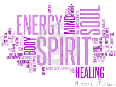 Body Mind Soul Spirit - word cloud Stock Photo