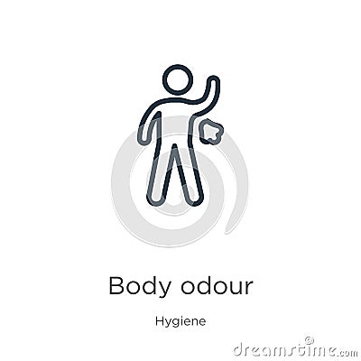 Body odour icon. Thin linear body odour outline icon isolated on white background from hygiene collection. Line vector body odour Vector Illustration