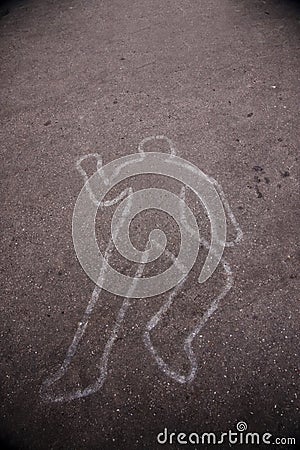 Body Outline on the Street Stock Photo