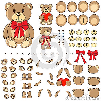 Body parts of a bear in the vector Vector Illustration