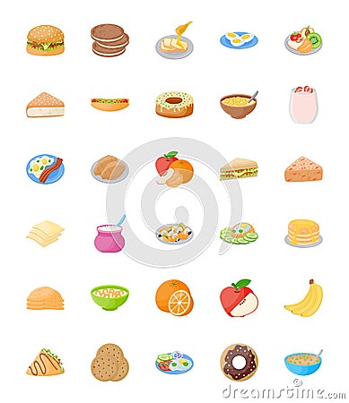 Set of Breakfast Flat Vector Icons Stock Photo