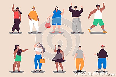 Body-positive people set in flat design. Vector illustration Vector Illustration