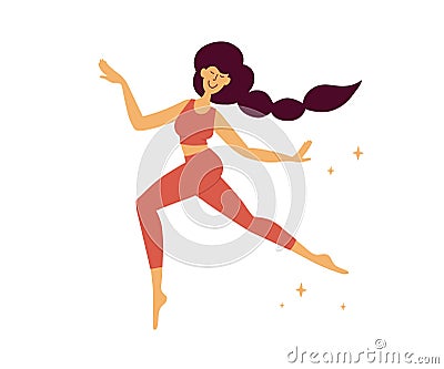 Body positive or self care concept with dancing young woman Vector Illustration