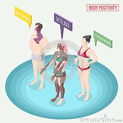 Body Positivity Movement Composition Vector Illustration