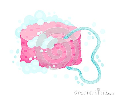 Body Scrubber or Shower Puff with Handle and Foam Vector Illustration Vector Illustration