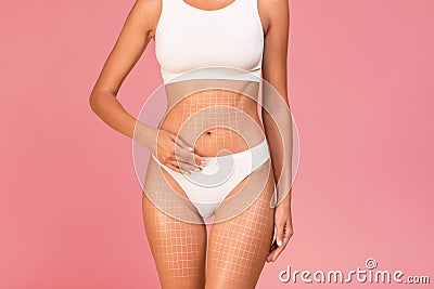 Body Sculpting. Beautiful Slim Female Body With Lifting Up Lines On It Stock Photo