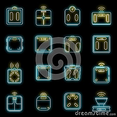 Body smart scales icons set vector neon Vector Illustration