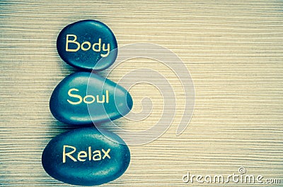 Body soul relax lava stone Stock Photo