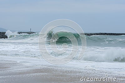 Body surfer tossed in huge wave at The Wedge Editorial Stock Photo