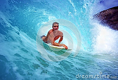 Bodyboarder Chris Gagnon Surfing in Hawaii Editorial Stock Photo