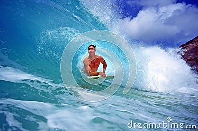 Bodyboarder Chris Gagnon Surfing in Hawaii Editorial Stock Photo