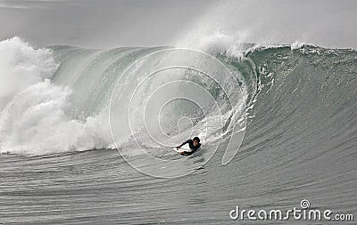 Bodyboarder and wave Stock Photo