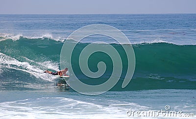 Bodyboarder in a wave at Laguna Beach, CA. Editorial Stock Photo