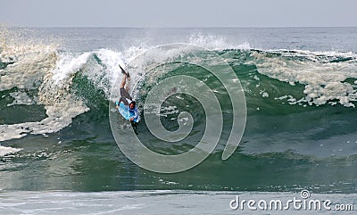 Bodyboarder in a wave at Laguna Beach, CA. Editorial Stock Photo