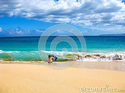 Bodyboarding Hawaii Stock Photo