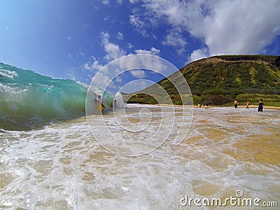 Bodyboarding Sandy Beach Hawaii Editorial Stock Photo