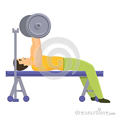 Bodybuilder barbell exercise icon, cartoon style Vector Illustration