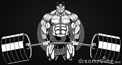 Bodybuilder with a barbell Vector Illustration